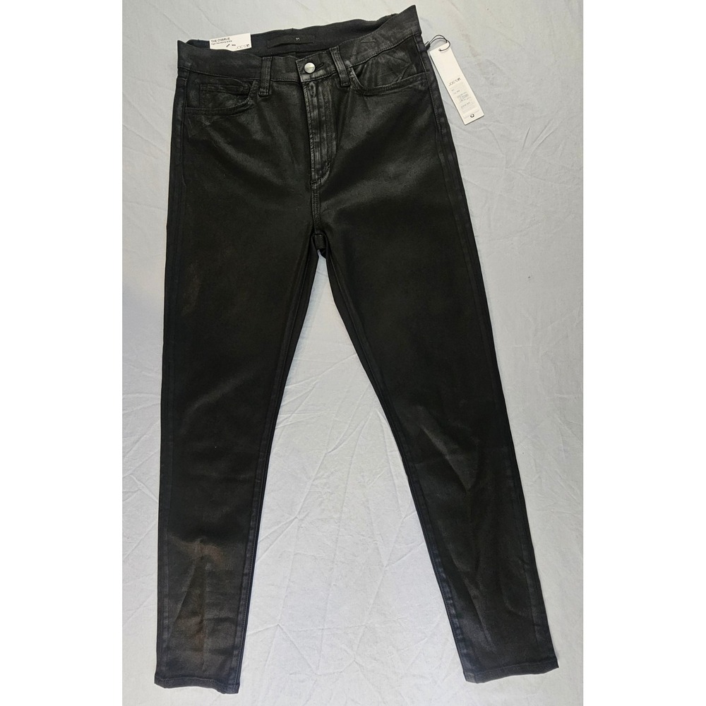 Joe's The Charlie Size 30 Black Coated High Rise Skinny Ankle Jeans NWT L378